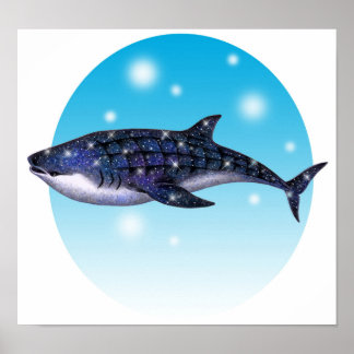 Póster Tiburón ballena adornado con estrellas.