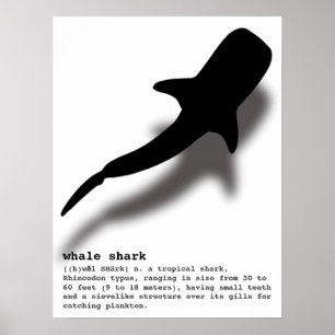 Póster Tiburón ballena de silueta con playa de definición