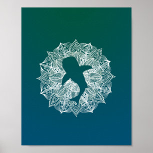 Póster Tiburón ballena turquesa Mandala