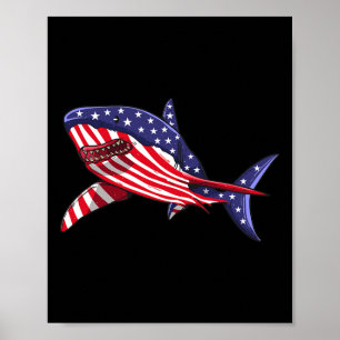 Póster Tiburón bandera americana Jawsome 4 de julio niños