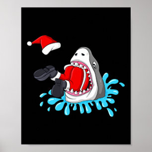 Póster Tiburón come a Santa Claus Navidades niños Chicas