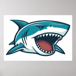 Póster Tiburón con boca abierta Pequeño