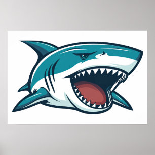 Póster Tiburón con boca abierta Pequeño