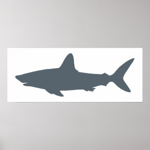 Póster Tiburón con clima tormentoso y blanco