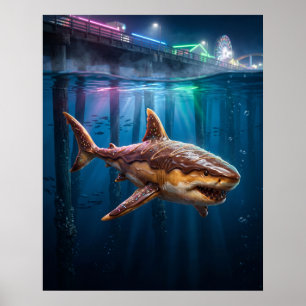 Póster Tiburón de Donut Neon Pier