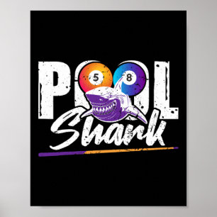 Póster Tiburón de piscina - Billar de billar de 8 balones
