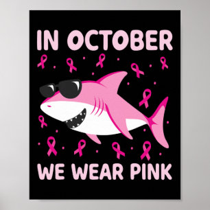 Póster Tiburón En Octubre Usamos Niños Con Cáncer De Mama