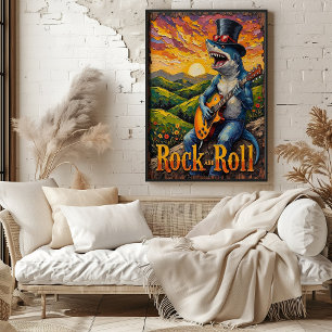 Póster Tiburón Groovy, atasco de la Hora Dorada