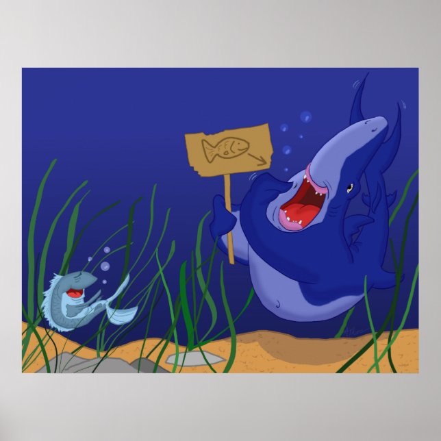Póster Tiburón hambriento y Poster de peces rientos (Frente)