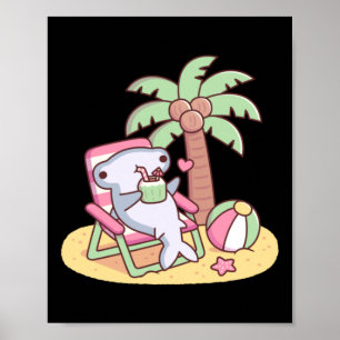 Póster Tiburón martillo lindo relajándose en silla de pla