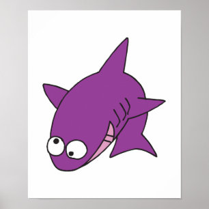 Póster tiburón morado tonto