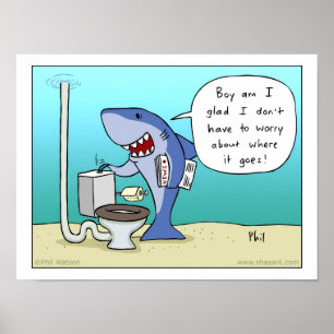 Póster Tiburón tirando al poster del baño