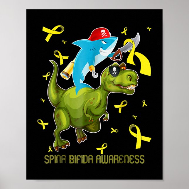 Póster Tiburón y dinosaurio de la conciencia de la espina (Frente)