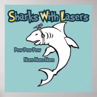 Póster Tiburones con láseres