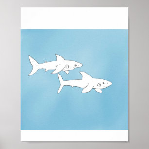 Póster Tiburones nadando