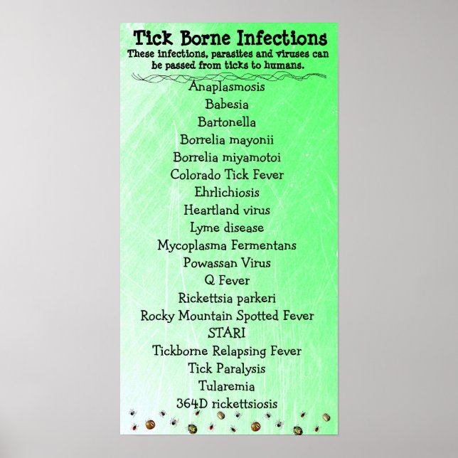 Póster Tick Borne Infection list Lyme Awareness Poster (Frente)