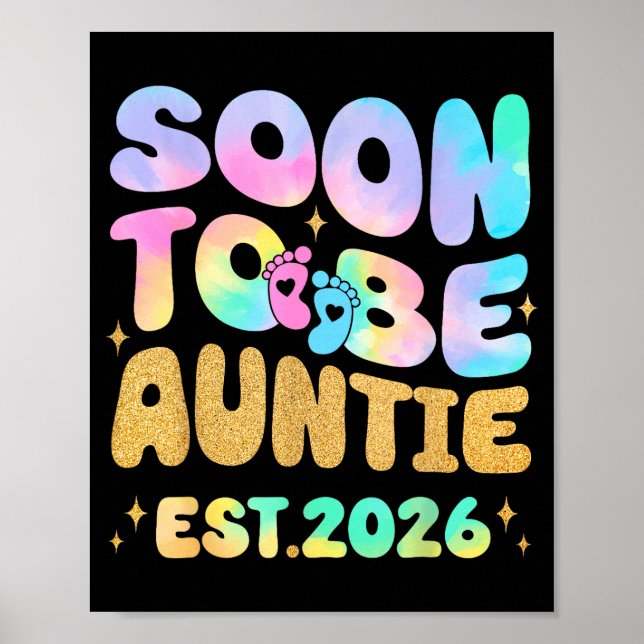 Póster Tie Dye Auntie Promoted To Auntie 2026 Soon To Be  (Frente)
