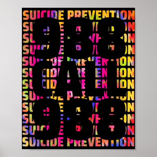 Póster Tie Dye Awareness Suicide Prevention 988 Mental He (Frente)