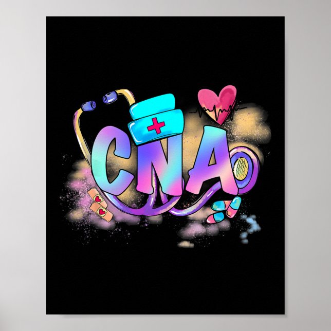 Póster Tie Dye Cna Cute Enfermera Día Cna Rn Enfermeras S (Frente)