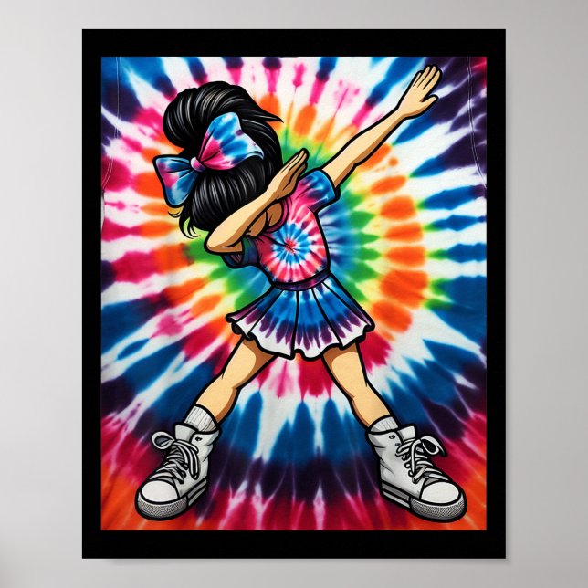 Póster Tie Dye Cute Dabbing Cheerership Dance Cheerledin (Frente)