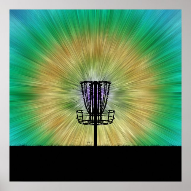 Póster Tie Dye Disc Golf Basket (Frente)