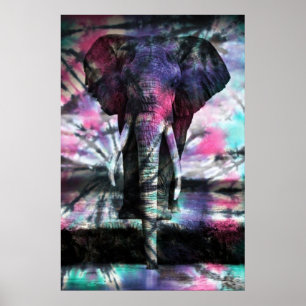 Póster Tie-Dye Elephant Poster