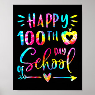 Póster Tie Dye Feliz 100° Día del Estudiante Docente Esco