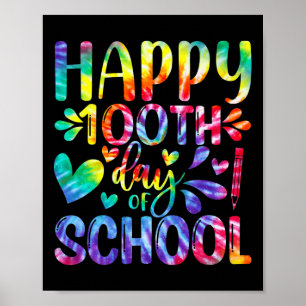 Póster Tie Dye Feliz 100° Día del Estudiante Docente Esco