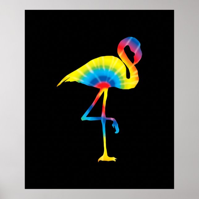 Póster Tie Dye Flamingo Rainbow Print Bird Animal Hippie (Frente)
