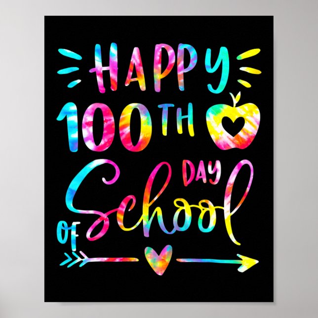 Póster Tie Dye Happy 100 Day School Profesora 100 (Frente)