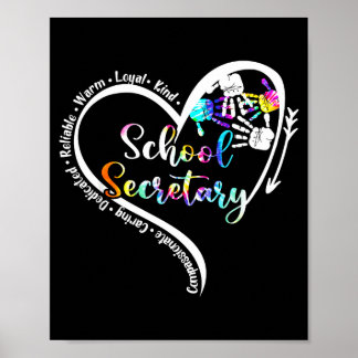 Póster Tie Dye Heart School Secretary Life Cute Back to