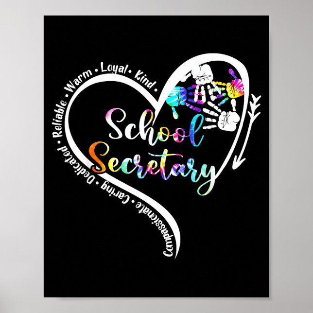 Póster Tie Dye Heart School Secretary Life Cute Back to (Frente)