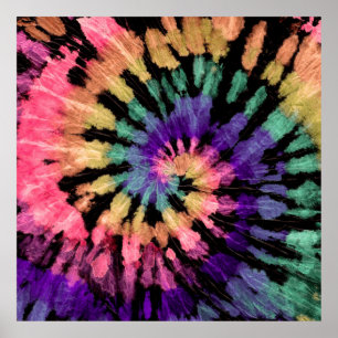 Póster Tie dye pattern. Hand drawn rainbow shibori. Ink t