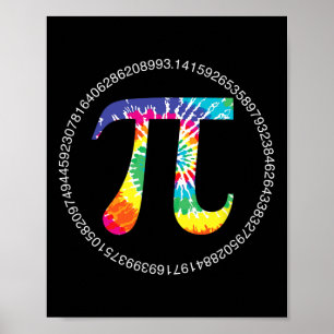 Póster Tie Dye Pi Day T Shirt Physics Math Teacher Engine