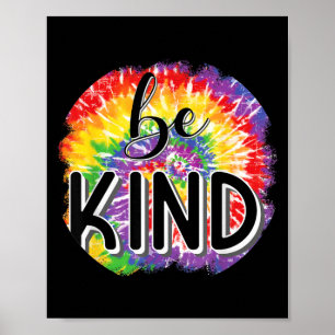 Póster Tie Dye Sé Amable Inspirador Vintage Retro Atardec
