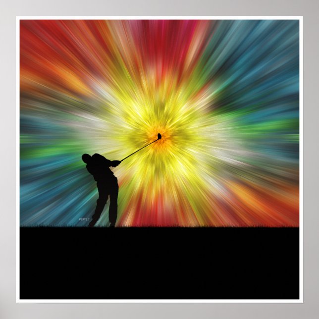 Póster Tie Dye Silhouette Golfer (Frente)