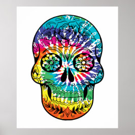 Póster Tie Dye Sugar Skull Dia De Los Muertos