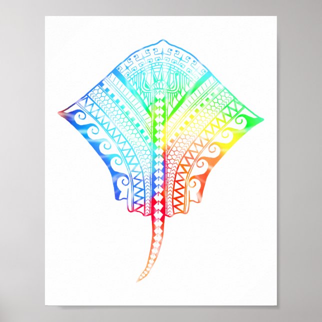 Póster Tie Dyed Colours Tribal Stingray (Frente)