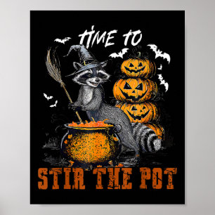 Póster Tiempo De Agitar La Graciosa Bota Raccoon Hallowee