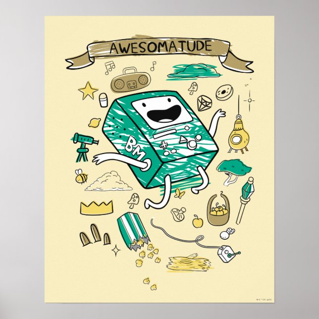 Póster Tiempo de aventura | "Awesomatude" BMO Sketch (Frente)