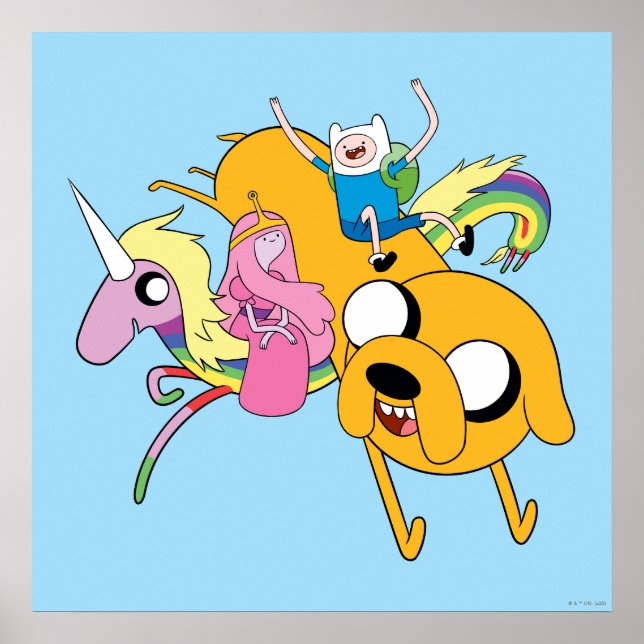 Póster Tiempo de aventura | Dama, Bubblegum, Finn y Jake (Frente)