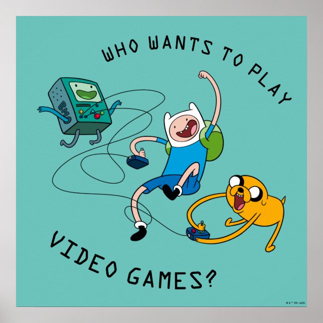 Póster Tiempo de aventura | Finn & Jake Play con BMO (Frente)