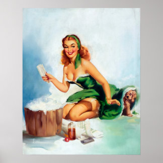 Póster Tiempo De Baño Pin Up