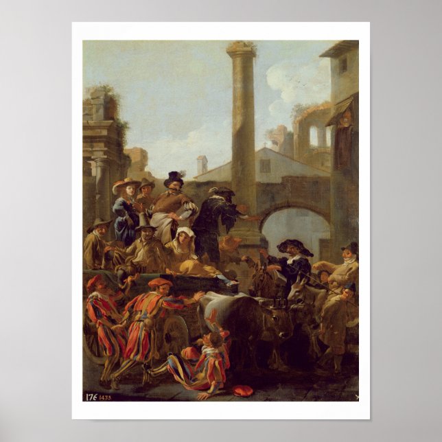 Póster Tiempo de Carnaval en Roma, 1653 (aceite en lienzo (Frente)