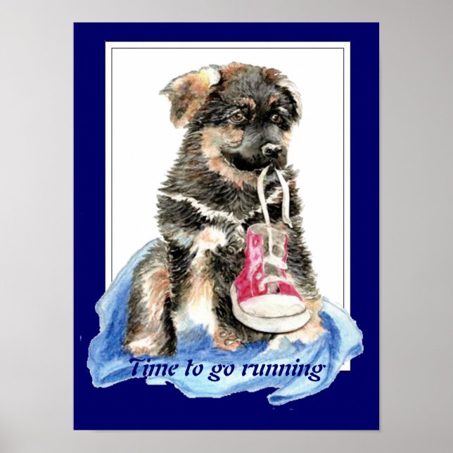 Póster Tiempo de correr Motivación Cita Perro lindo (Frente)