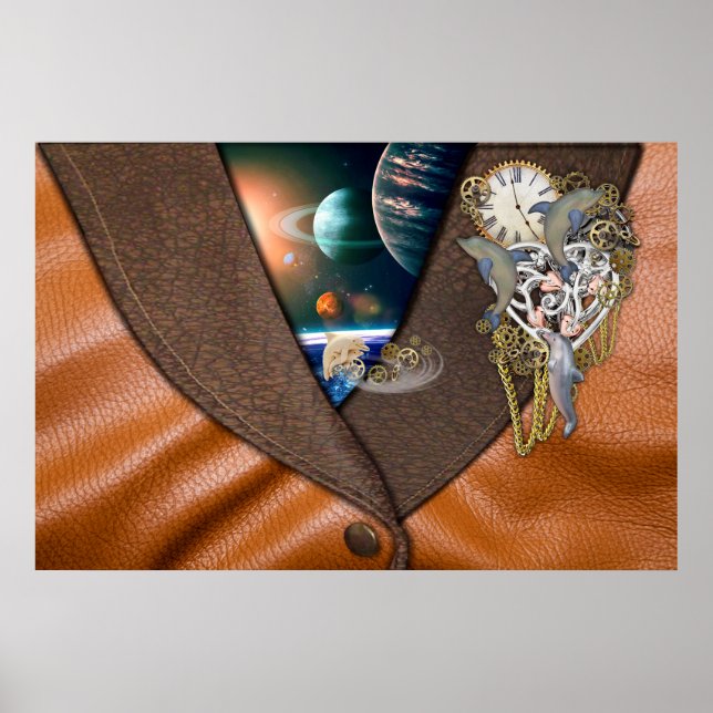 Póster Tiempo de delfín en cuero (Frente)