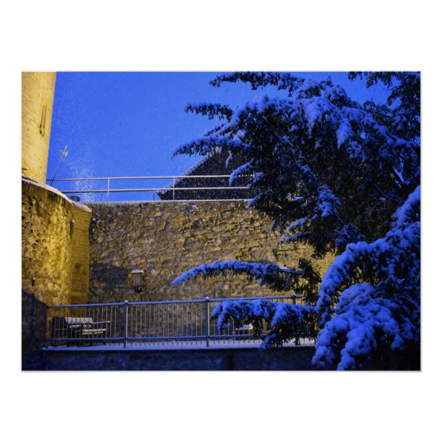 Póster Tiempo de invierno, nieve en los árboles (Anverso)