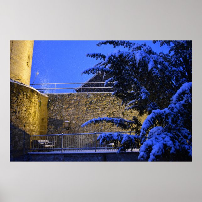 Póster Tiempo de invierno, nieve en los árboles (Frente)