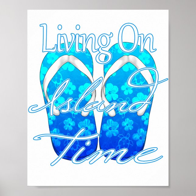 Póster Tiempo de Isla Azul del Océano (Frente)