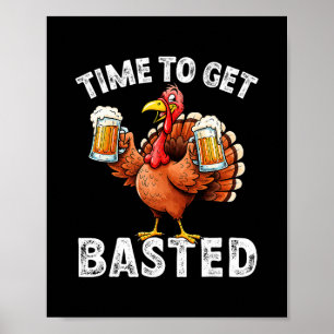 Póster Tiempo de pavo para ponerse retro divertido Día de